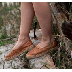  Espadrillos flet cognac skind str. 36-41