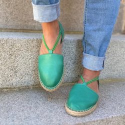 Espadrillos med elastik grn skind str. 36-41 