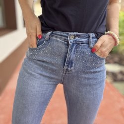 Slim fit jeans plain blue simili stretch str. M - 3XL