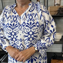 Bluse Marie med print v-neck Lyocell Str. L-XXXXL