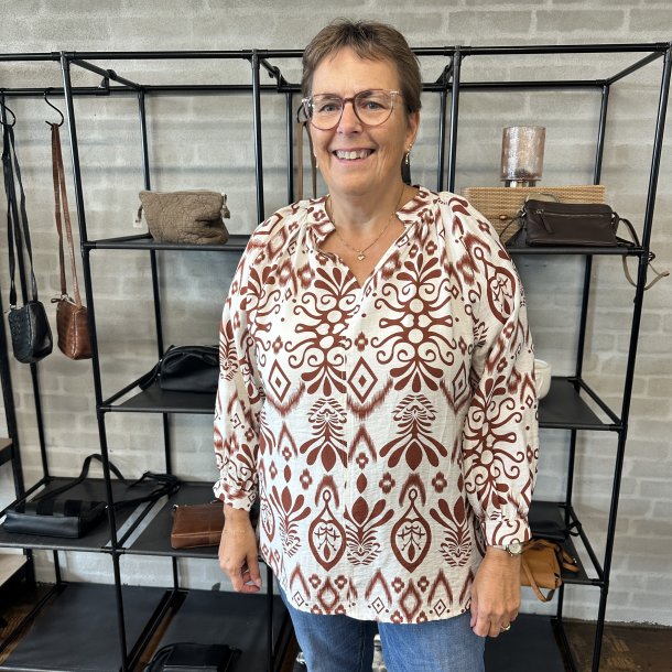 Bluse Marie med print v-neck Lyocell Str. L-XXXXL