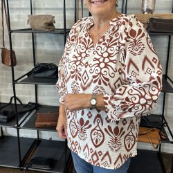 Bluse Marie med print v-neck Lyocell Str. L-XXXXL