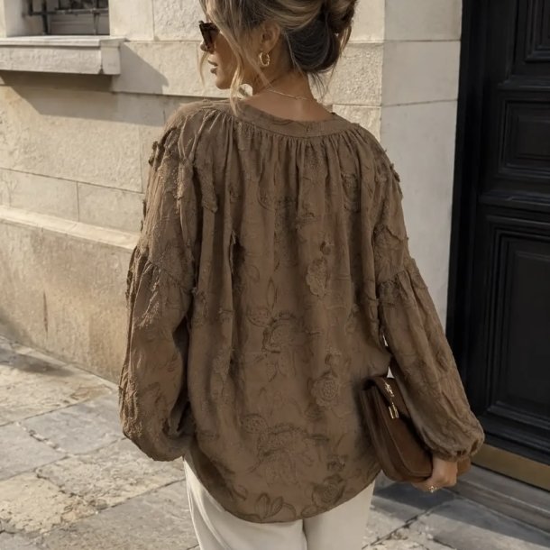 Helene - tekstureret bluse med blomsterprint 