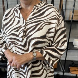 Bluse oversize med stribet mnster str. 54/56-58-60
