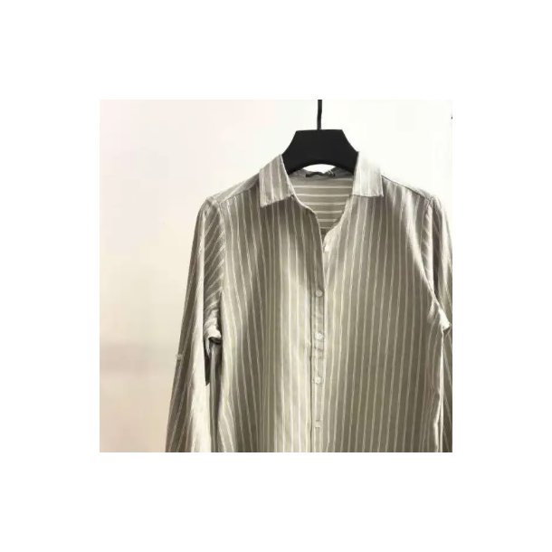Skjorte Klara gr�n Strib XS-XXL