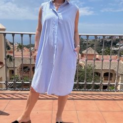 Skjortekjole ANNA med blte bomuld str. S-XL