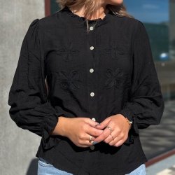 Skjorte bluse debbie med broderi viskose miks str. S-L