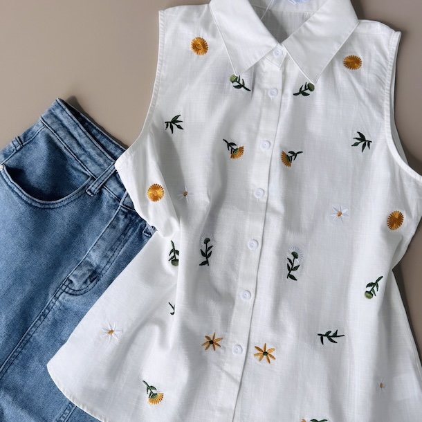 rmels skjorte yellow flower viskose str s-xl