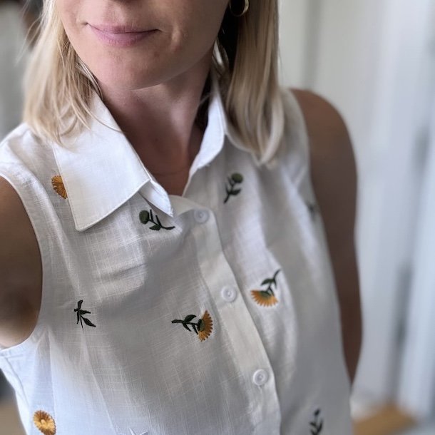 rmels skjorte yellow flower viskose str s-xl