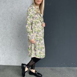 Skjortekjole med blomster MINT viskose str. S-XL