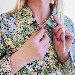 Skjortekjole med blomster MINT viskose str. S-XL