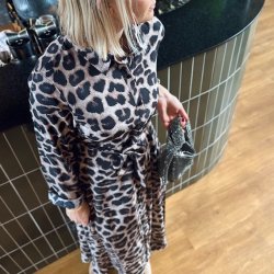 Maxi kjole klassik leo - str S-XXL bomulds miks