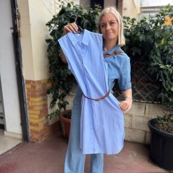 Skjortekjole ANNA med blte bomuld str. S-XL