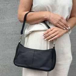 Crossbody / skuldertaske DREW sort skind