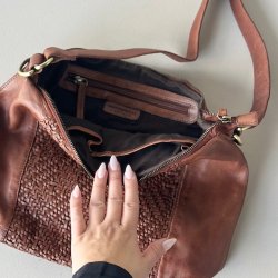 Skuldertaske flet skind