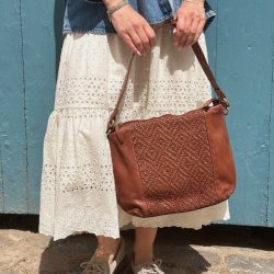 Skuldertaske flet skind