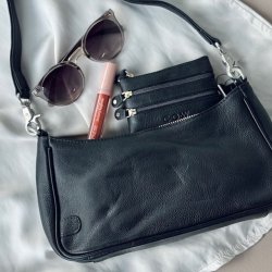 Crossbody / skuldertaske DREW sort skind