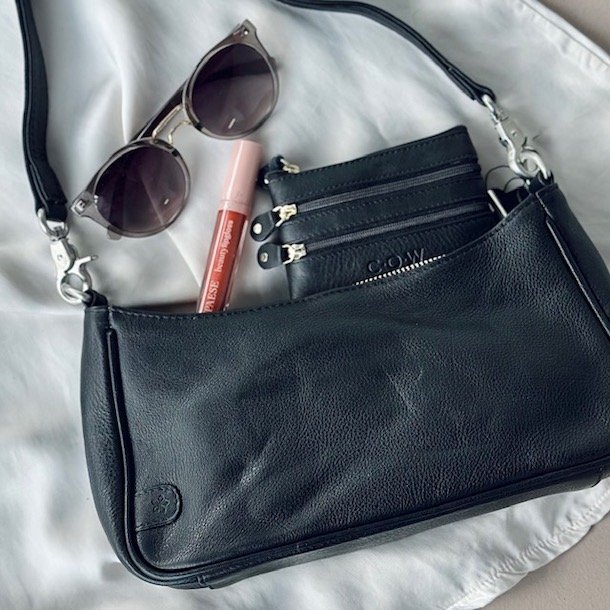 Crossbody / skuldertaske DREW sort skind