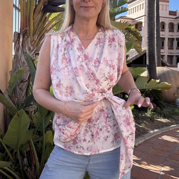 Bluse Flora i let voile med print - one size 