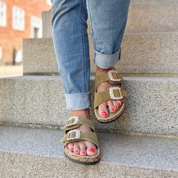 sandal PIEL oliven skind str. 36-41