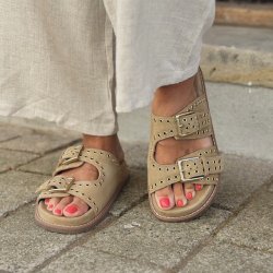 Slippers AS SUMMER ruskind camel str. 37-41