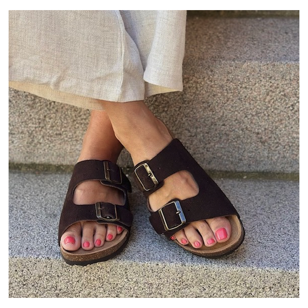 Skvulp Biosandal mrke brun ruskind