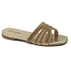 Slip on Karen sandal shine sort og guld - str. 36-41