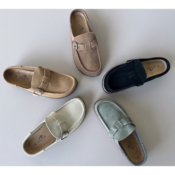 Slipper med spnde ruskind str. 36-41