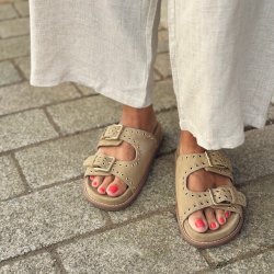 Slippers AS SUMMER ruskind camel str. 37-41