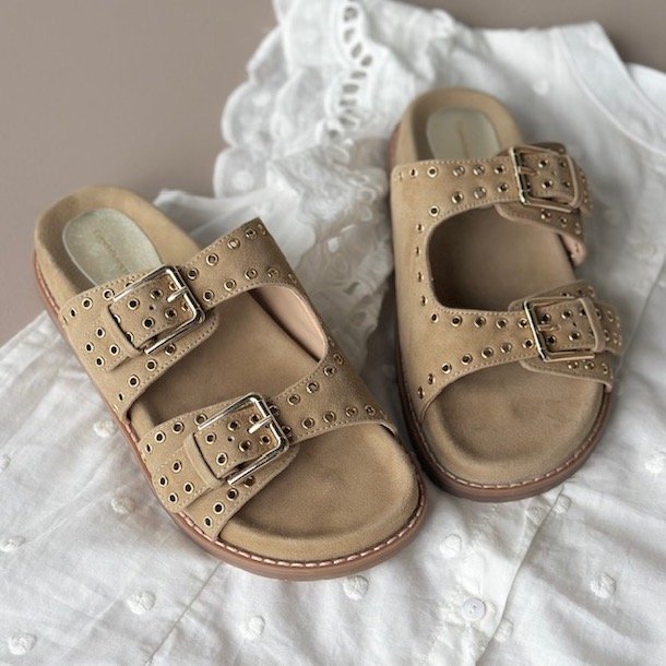 Slippers AS SUMMER ruskind camel str. 37-41
