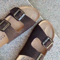 Skvulp Biosandal mrke brun ruskind