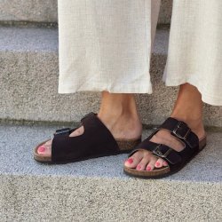 Skvulp Biosandal mrke brun ruskind