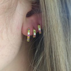 Creol med pastel zirkonia - forgyldt slv