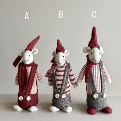 Jerry m/selebukser H15cm stof Red/grey mix