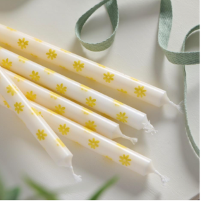 Kertelys m/gule blomster stearin