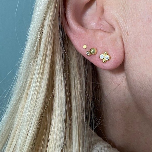 restikker Four bobbels &amp; stones forgyldt slv