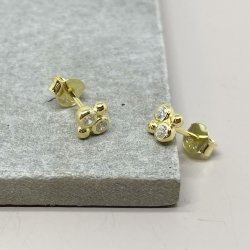 restikker Four bobbels &amp; stones forgyldt slv