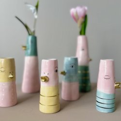 Vase ansigt med nb keramik lilla