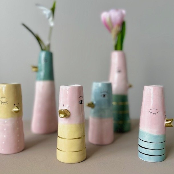 Vase ansigt med nb keramik lilla