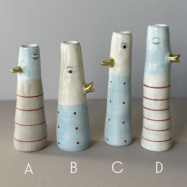 Vase ansigt med n�b Keramik