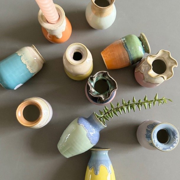 Vase Mini keramik fuld glace 6-8 cm