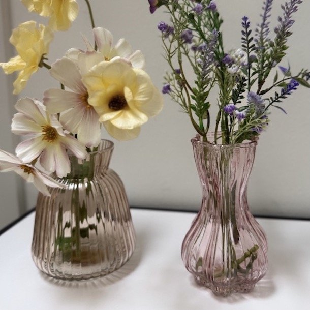 Vase rosa H 14,5 cm Glas