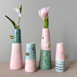 Vase ansigt med nb keramik lilla