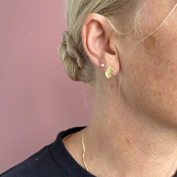 restikker SMALL LEAF forgyldt slv