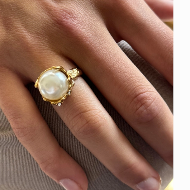 Fingerring LAGOON PEARL vandfast 18kt. forgyldt