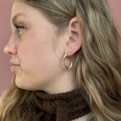 Hoops Twisted Lines 28 mm forgyldt slv