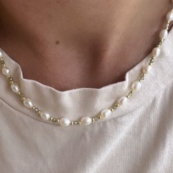 Halskde COAST OLIVE forgyldt slv