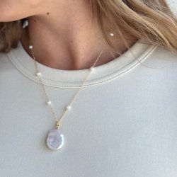 Halskde GARDA pearl 43-50 cm forgyldt slv