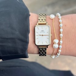 Armbnd LISSIE pearl 18-23 cm forgyldt slv