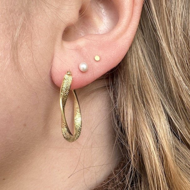 Hoops Twisted Lines 28 mm forgyldt slv